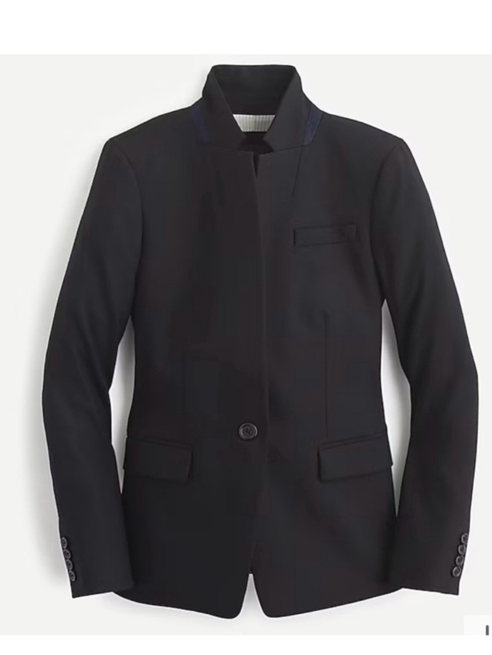 J.Crew 0 Regent Blazer Jacket Black Wool One Button Notch Collar Career Modern